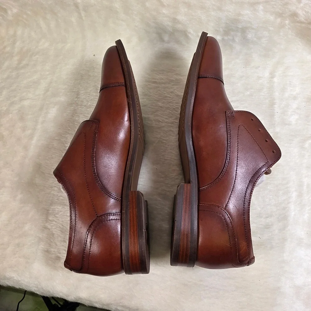Florsheim Rucci Cap Toe Oxford Brown Leather Dress Shoes Mens 8.5M NEW